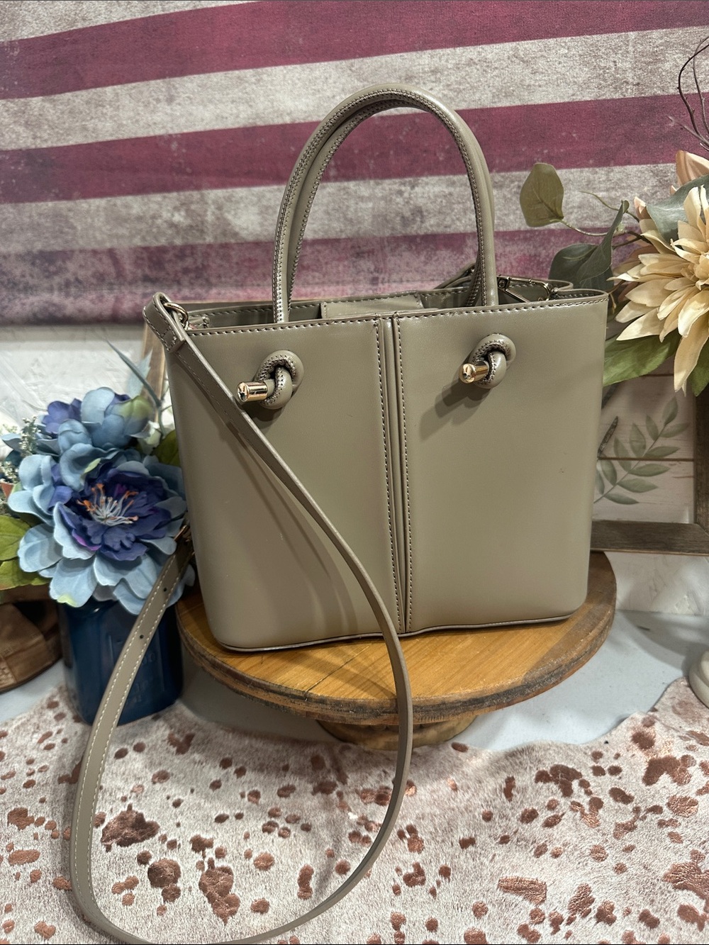 Zara Mini Tote Bag in Taupe